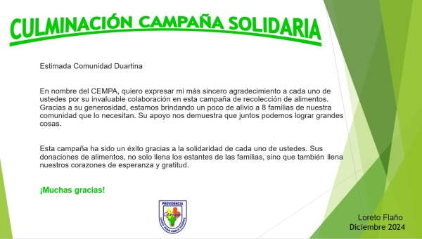 Culminación campaña solidaria