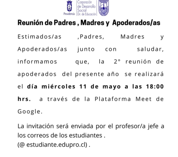 Reunion de Padres, Madres y Apoderados