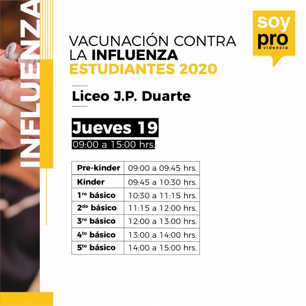 Fechas de vacunación Liceo Juan Pablo Darte